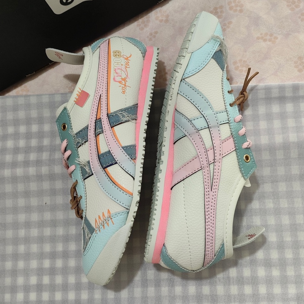 Onitsuka Tiger by Asics Women’s Pastel Blue, Pink & White Sneakers - Picture 4 of 7